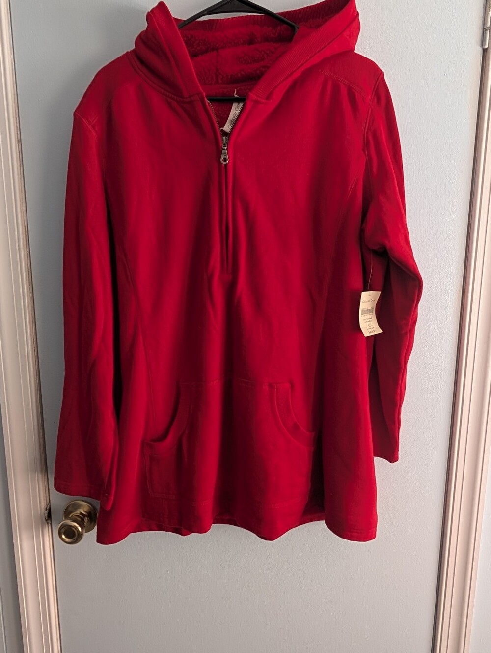 Coldwater Creek Women's Red Half-Zip Hooded Pullover